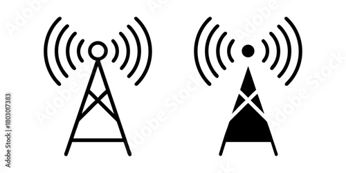 Radio Communication outline and pictogram Icon for Networking, Signal, and Wireless Connection