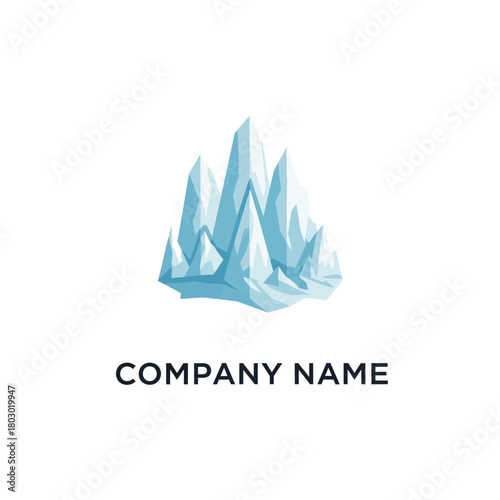 Abstract blue crystal mountain logo design for a modern company.