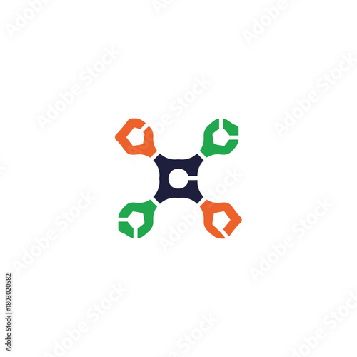 Creative C Letter Quadcopter Tech Symbol.