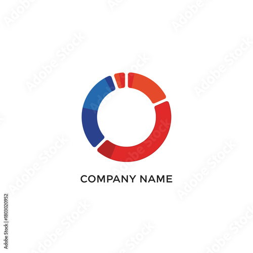 Free Download Modern Circular Logo Design with Blue and Red Segments. - GFXLoad