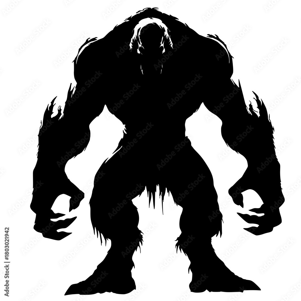 Fototapeta premium Beast of the Shadows, Muscular creature in a dramatic, aggressive stance