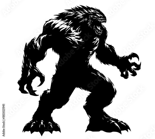 The Clawed Howler, A beastly silhouette with claws and a wide, snarling mouth