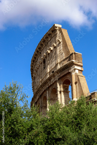 Coliseo desde otro ángulo, más naturaleza, roma, italia, europa
