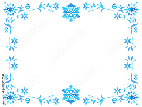 雪もようのイラストの、美しいフレーム、テンプレート素材
