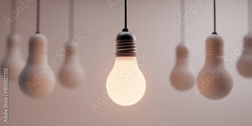 Single Hanging Light Bulb Illuminating a Minimalist Space