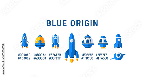 Blue Origin: A vibrant vector illustration showcasing space exploration and innovative rocket
