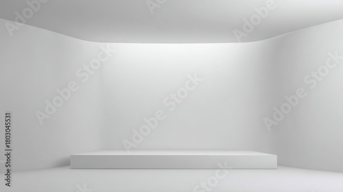 Wallpaper Mural Minimalist white empty room with curved walls and a clean platform ideal for product display or artistic installations in modern space design Torontodigital.ca