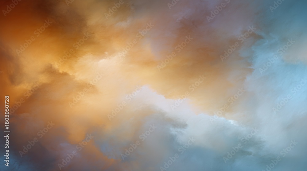 Obraz premium Dramatic Sky with Colorful Cloud Formation at Sunset or Sunrise Radiating Warm and Cool Tones in a Stunning Atmospheric Display for Backgrounds