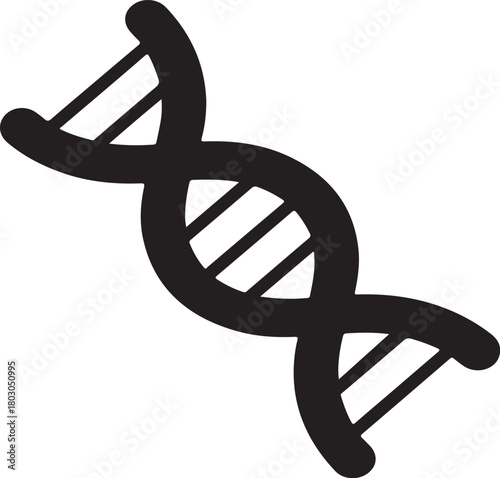 Black stylized double helix D N A molecule icon on white background genetic