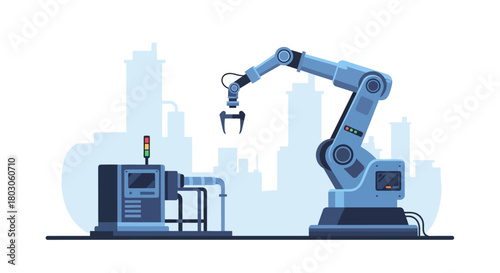 Blue Robotic Arm in Industrial Automation