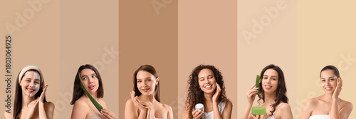 Group of young women with c...