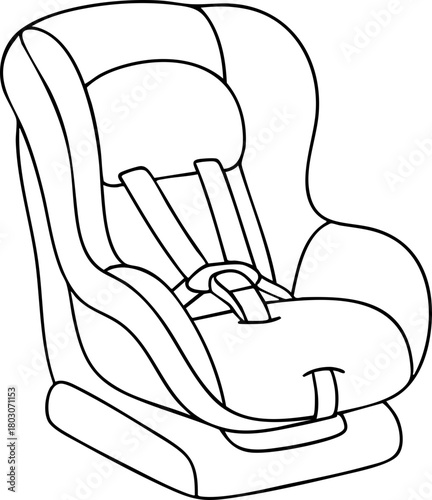 Baby Car Seat Line Illustration