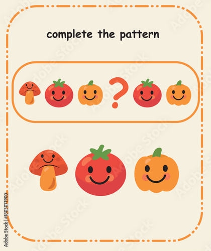 Complete the Pattern  Preschool Sequencing and Logical Thinking Skill Sheet