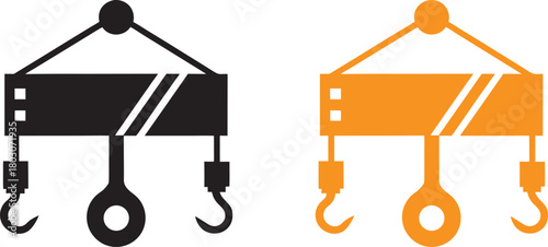 Crane hook lifting beam icon silhouette