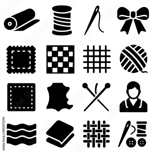 Sewing Essentials: An artistic compilation showcases the diverse tools and textures involved in the art of sewing, including thread, needles, and a variety of fabrics.