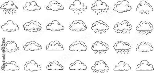 Hand-Drawn Clouds Collection: Vector Set of Weather Elements