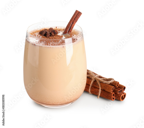 Glass of tasty eggnog cockt...