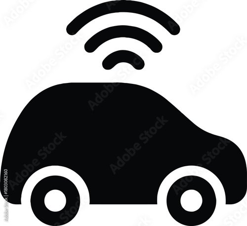 Autonomous vehicle icon representing driverless technology and innovation in automotive industry with artificial intelligence and connectivity features