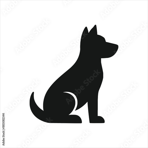 Dog Silhouette Illustration of a Sitting Canine Animal Isolated on White Background Pet Design Element Simple Vector Graphic