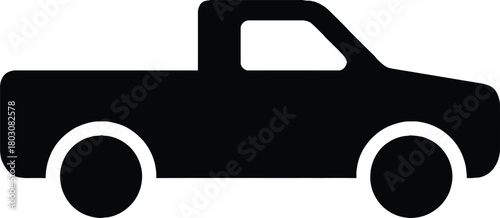 Simple Black Truck Vector Illustration for Transportation and Automotive Design Projects Emphasizing Minimalism and Utility with Smooth Edges