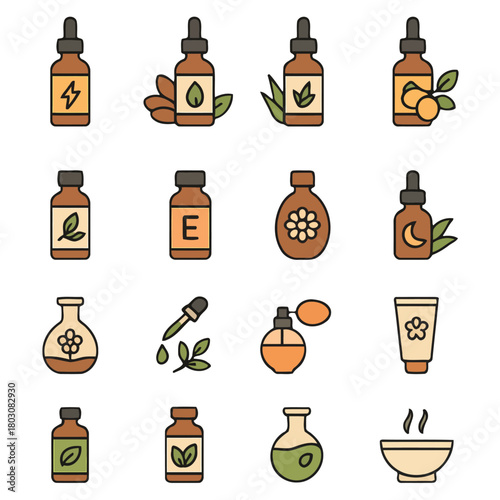 Essence of Nature: A curated selection of small bottles each filled with a unique blend of natural essence, exuding the promise of wellness.