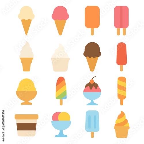 Variety of Ice Cream Delights: A colorful and inviting assortment of ice cream treats, showcasing a range of flavors and styles, perfect for capturing the essence of a refreshing indulgence.