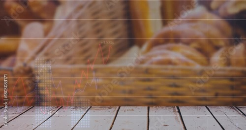 After two frames HUD overlay appearing and pulsing above wooden plank, showing bakery sales change