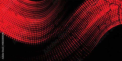 Abstract speed line style blue halftone banner design template. red and black halftone dot pattern with grunge texture. Sporty style red and black dot pop art comic.