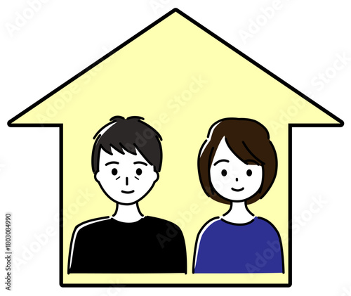 家の中に夫婦がいる様子（家族構成、核家族）