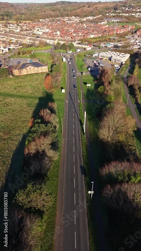 Aerial video at Sandy Water park Llanelli, Wales, UK3