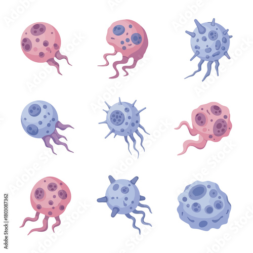 Colorful Virus and Germ Cells in Various Shapes and Patterns