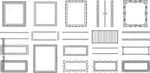 Elegant Ornate Frame and Border Collection with Blank Spaces for Text or Design Elements