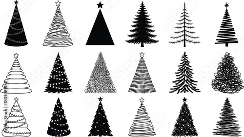 Festive Christmas Tree Vector Set A Variety of Holiday Designs