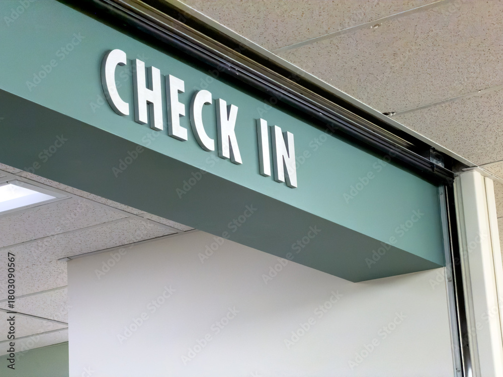 Obraz premium Check In Sign at Office Entrance