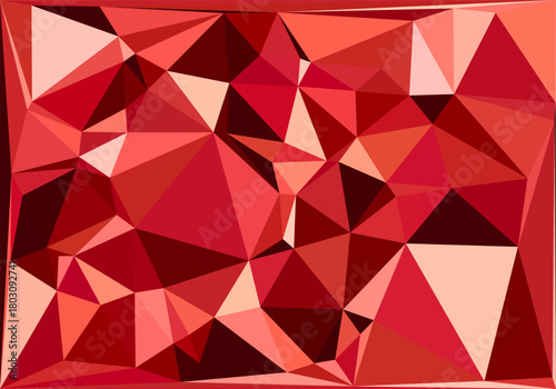 Red Polygonal Vector Background: Low Poly Triangles in Ruby and Crimson Tones