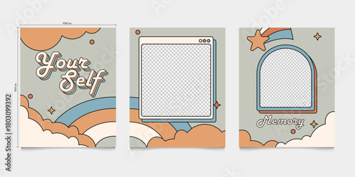 retro feeds with pastel color for social media