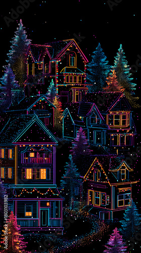 Colorful Christmas Lights In Snow