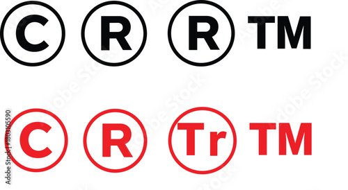 Copyright Registered Trademark and Trademark Symbols in Black and Red copyright symbol