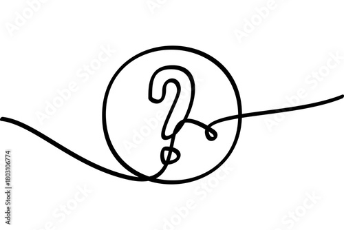 Question mark illustration with continuous line design. Interesting abstract line art design.