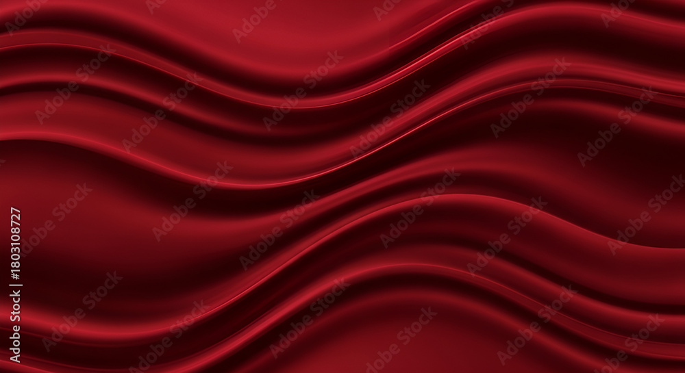 Fototapeta premium Flowing red abstract waves create a warm, modern, and energetic visual impression.