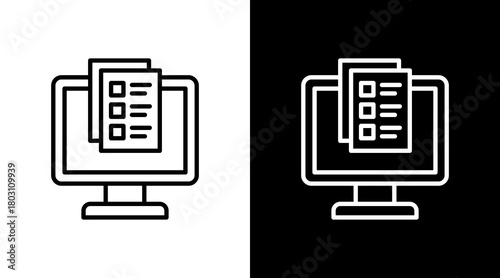 Interactive Quiz Outline White Icon Set Design