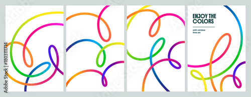 Wave Shape Color Lines Pattern. Vector Abstract Gradient Ribbon Background Design. Curve Rainbow Color Graphic Shapes.