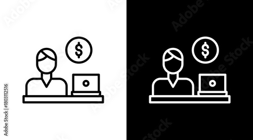 Side Hustle Outline White Icon Set Design