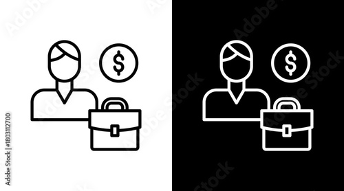 Micro Job Outline White Icon Set Design