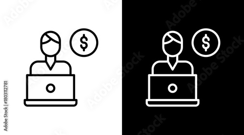 Freelance Work Outline White Icon Set Design