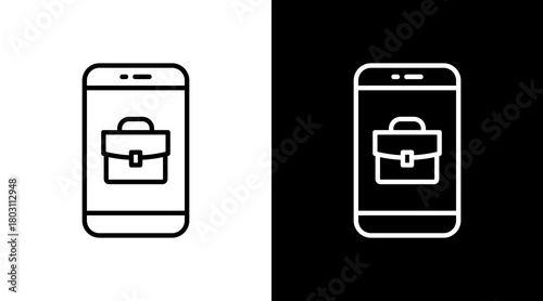 Work App Outline White Icon Set Design