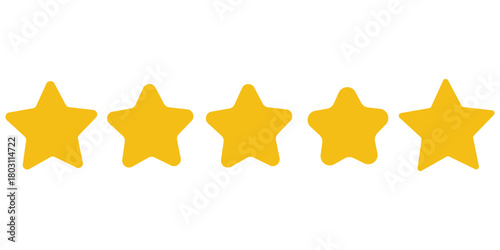 Five stars icon Vector. Five stars customer product rating review flat icon for apps and websites. 11:11