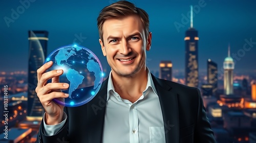 Businessman using tablet analyzing automation and artificial intelligence growth trends to optimize operational efficiency and drive innovation in manufacturing processes.