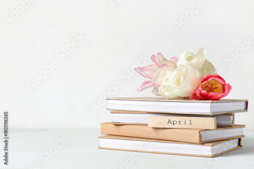 Stack of books, beautiful t...