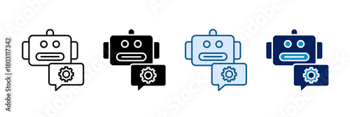 Chatbot Settings Icon Set Multiple Style Collection
